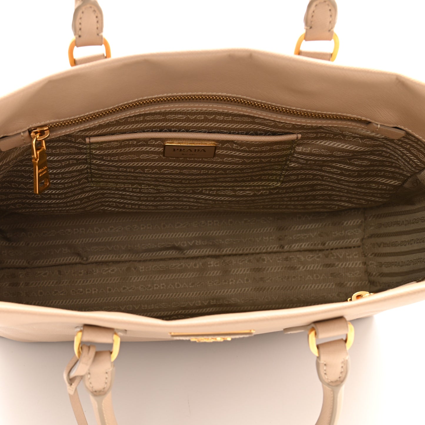Saffiano Lux Double Handle Shopping Tote Sabbia
