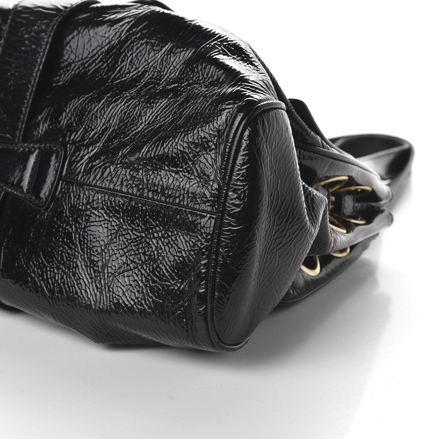 Crushed Patent Riki Bag Black