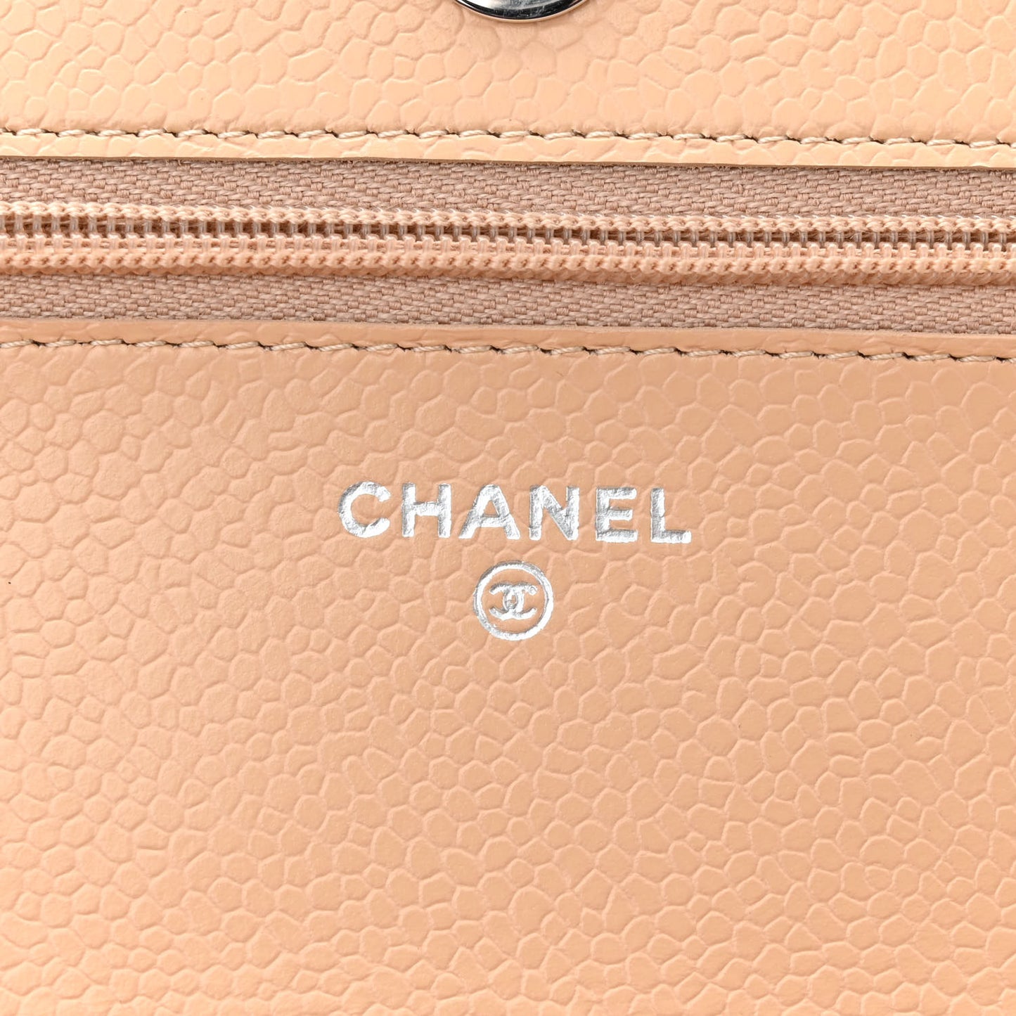 Caviar Quilted Wallet On Chain WOC Beige
