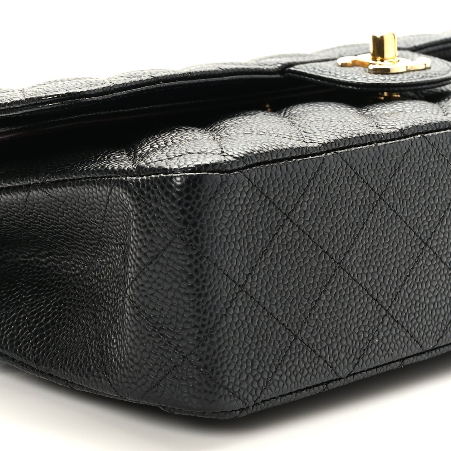 Caviar Quilted Medium Double Flap Black