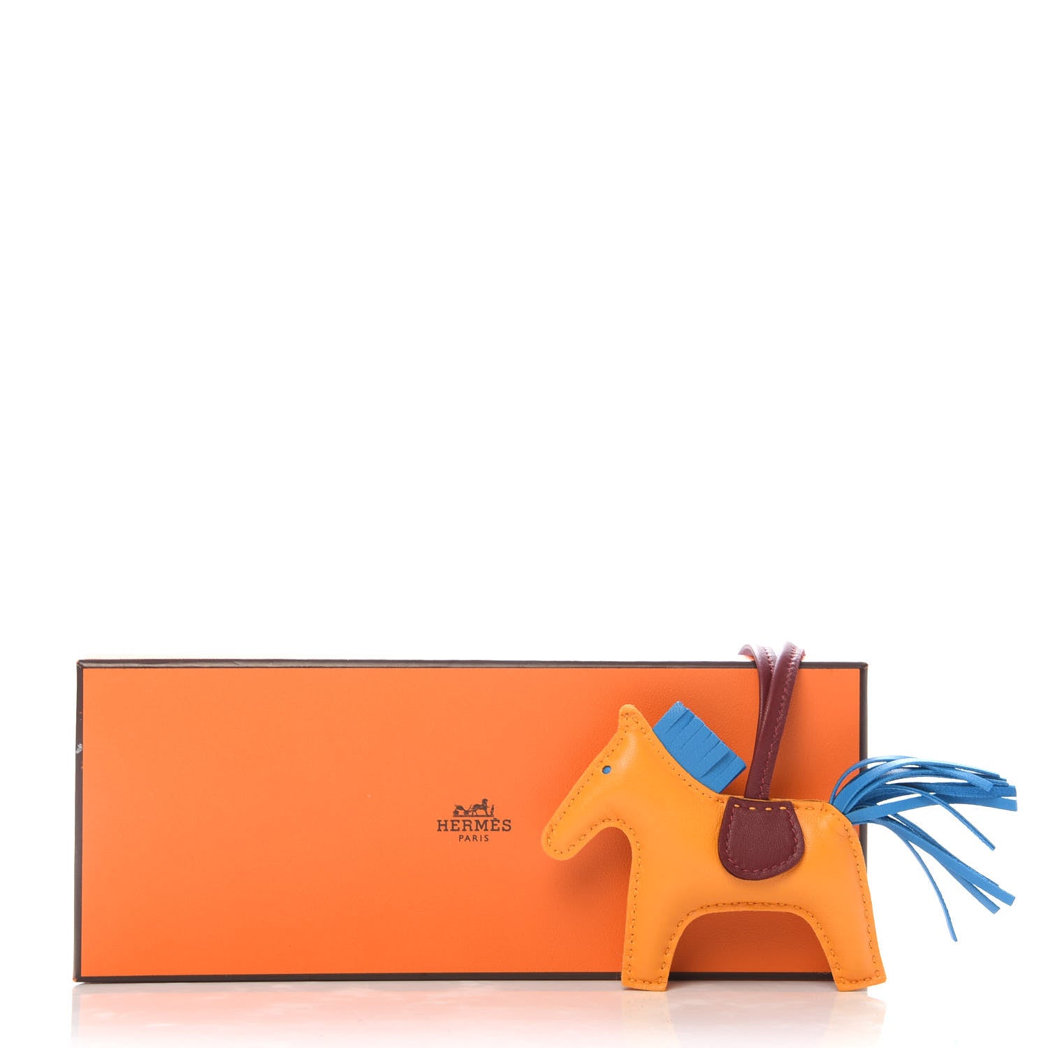 Hermes Milo Lambskin Grigri Rodeo Horse Bag Charm PM Jaune D'Or Bleu Zanzibar Rouge H 6 of 6