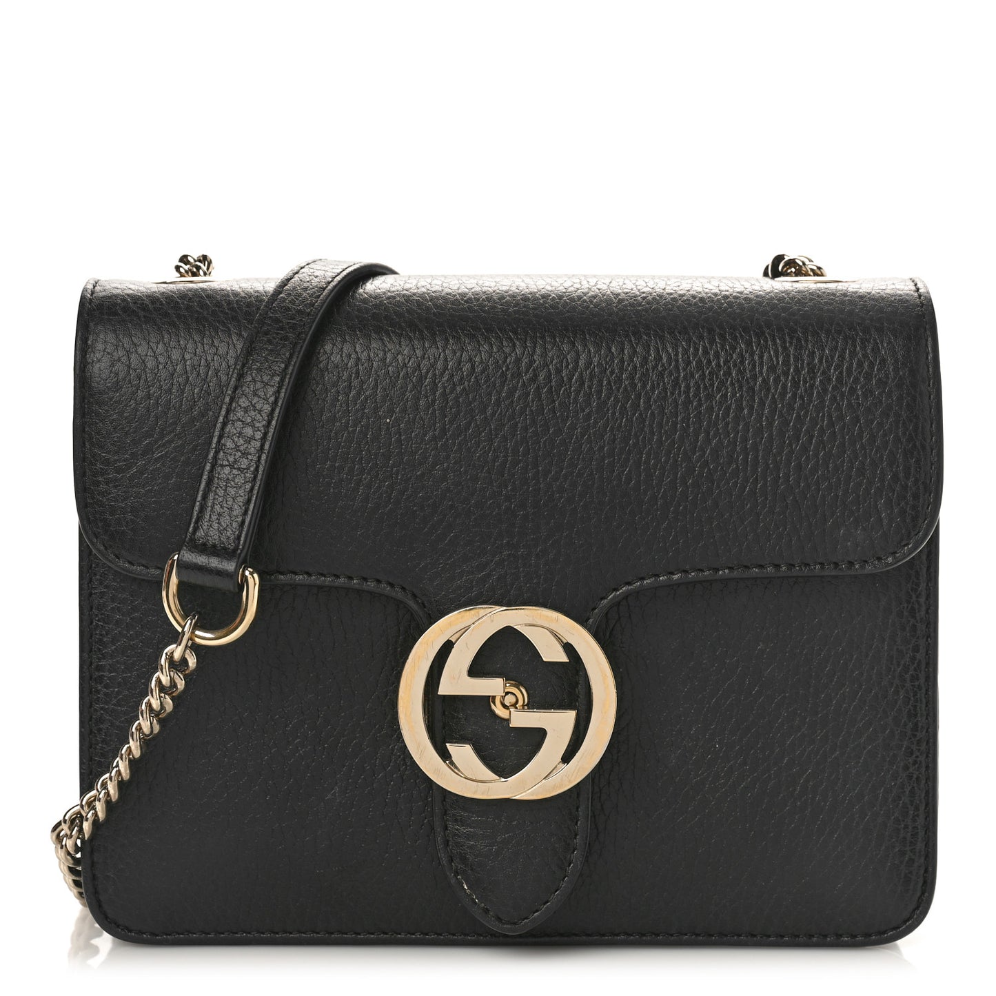 Dollar Calfskin Small Interlocking G Shoulder Bag Black