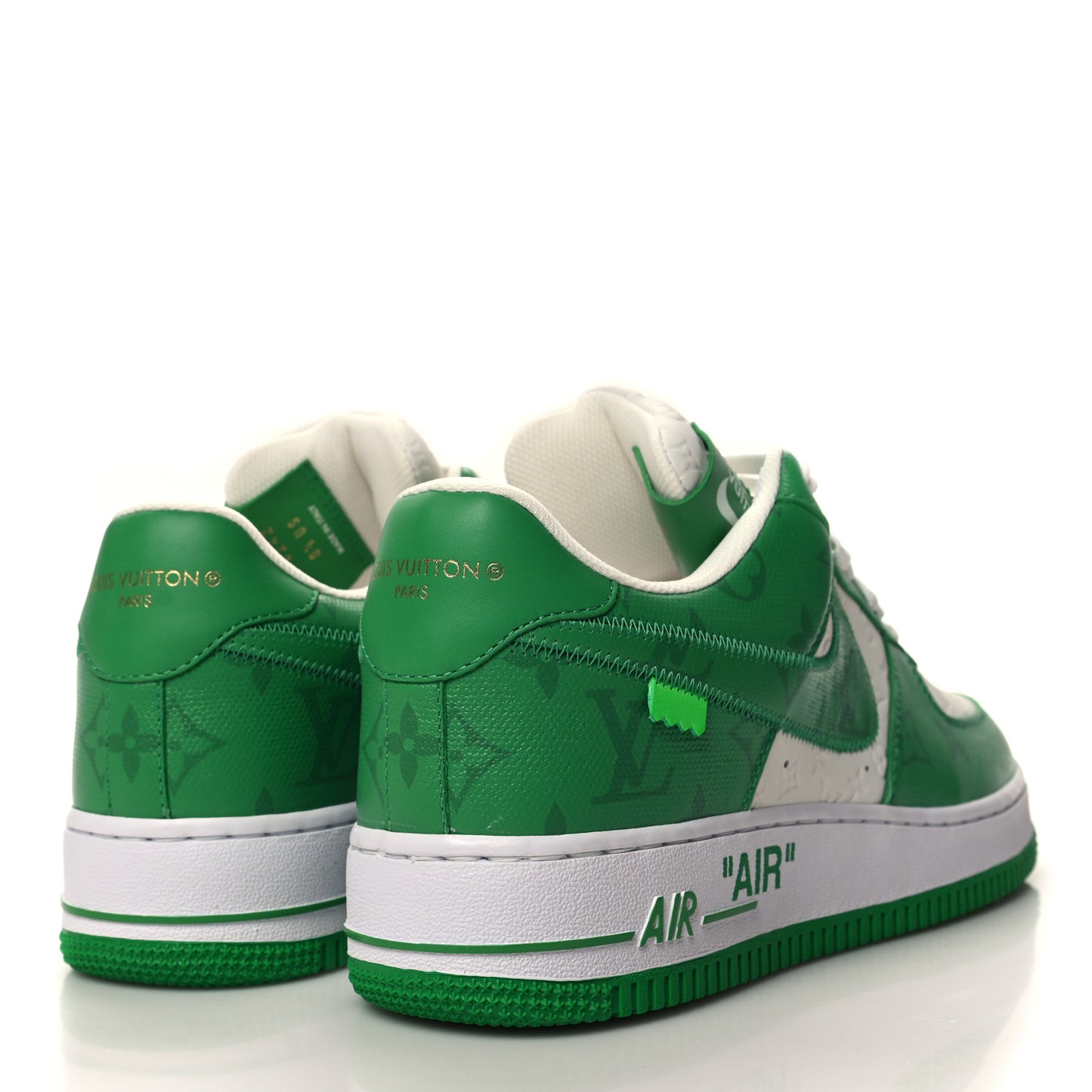 X NIKE AIR FORCE 1 Calfskin Monogram Mens Low Top Sneakers 8.5 Green