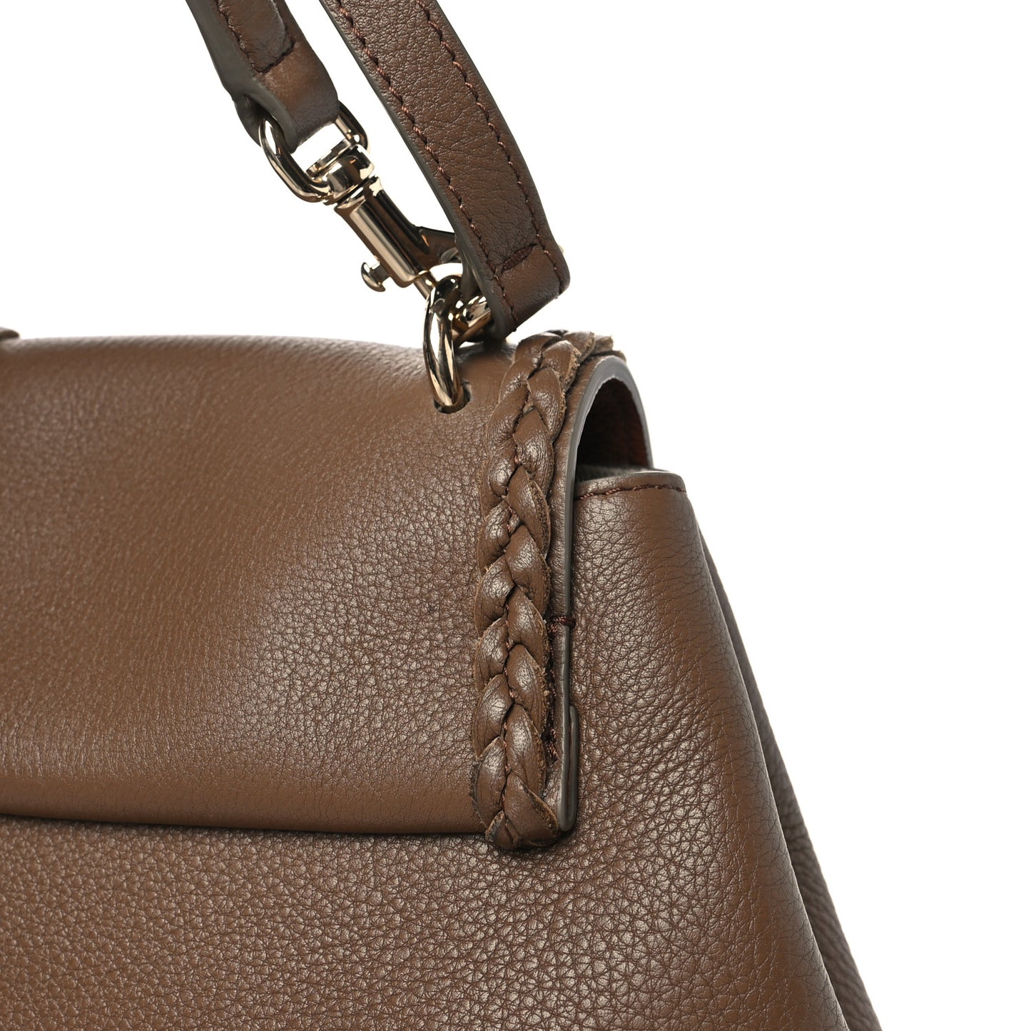Grained Calfskin Medium Penelope Shoulder Bag Nut