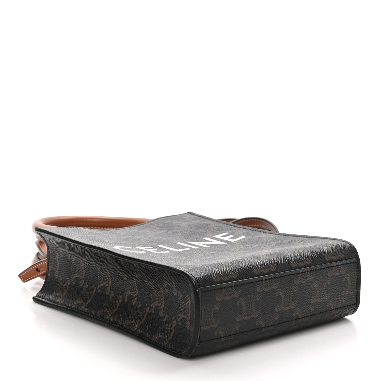 Celine Triomphe Canvas Calfskin Mini Vertical Cabas Tan 4 of 9