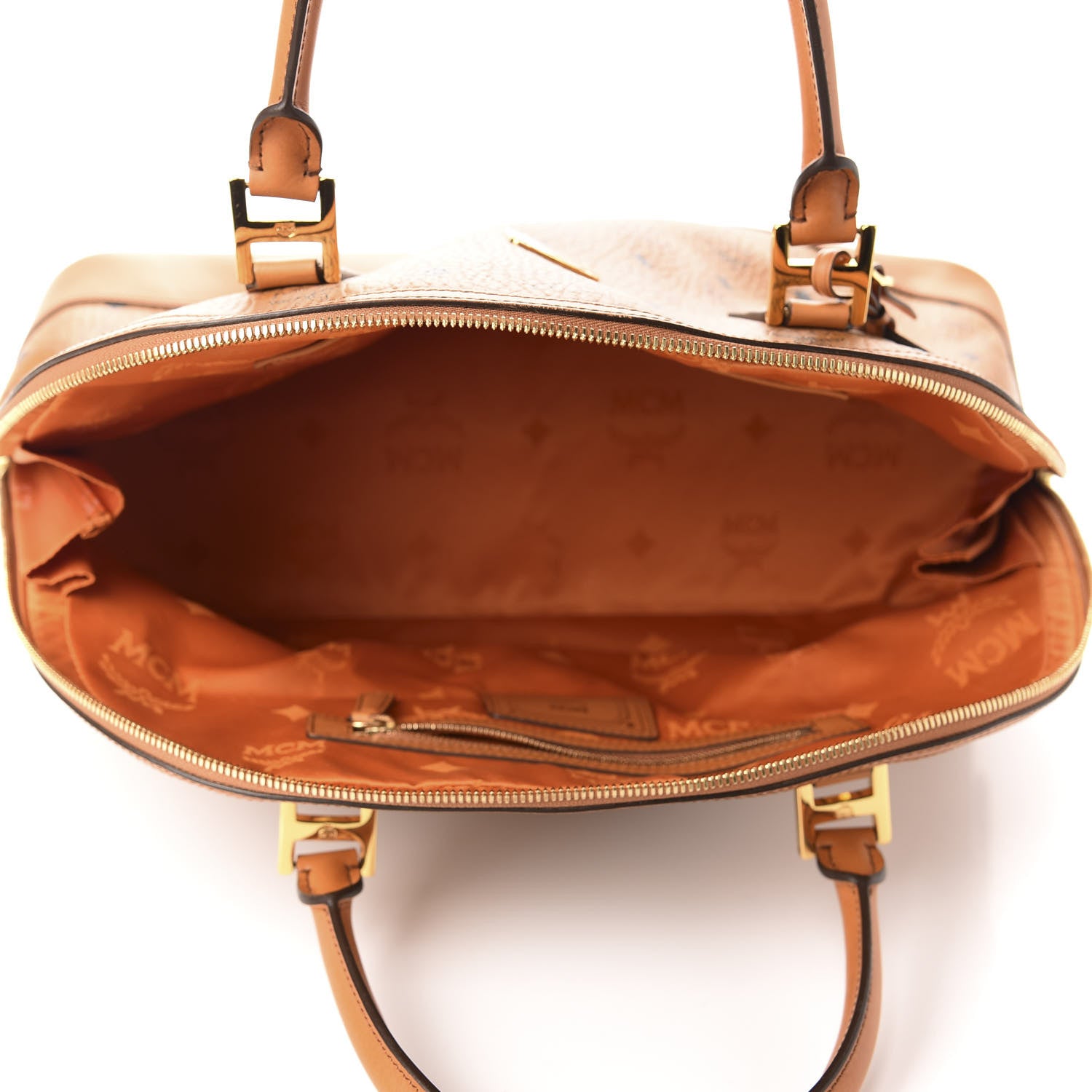 MCM Visetos Large Heritage Bowler Bag Cognac 5 of 10