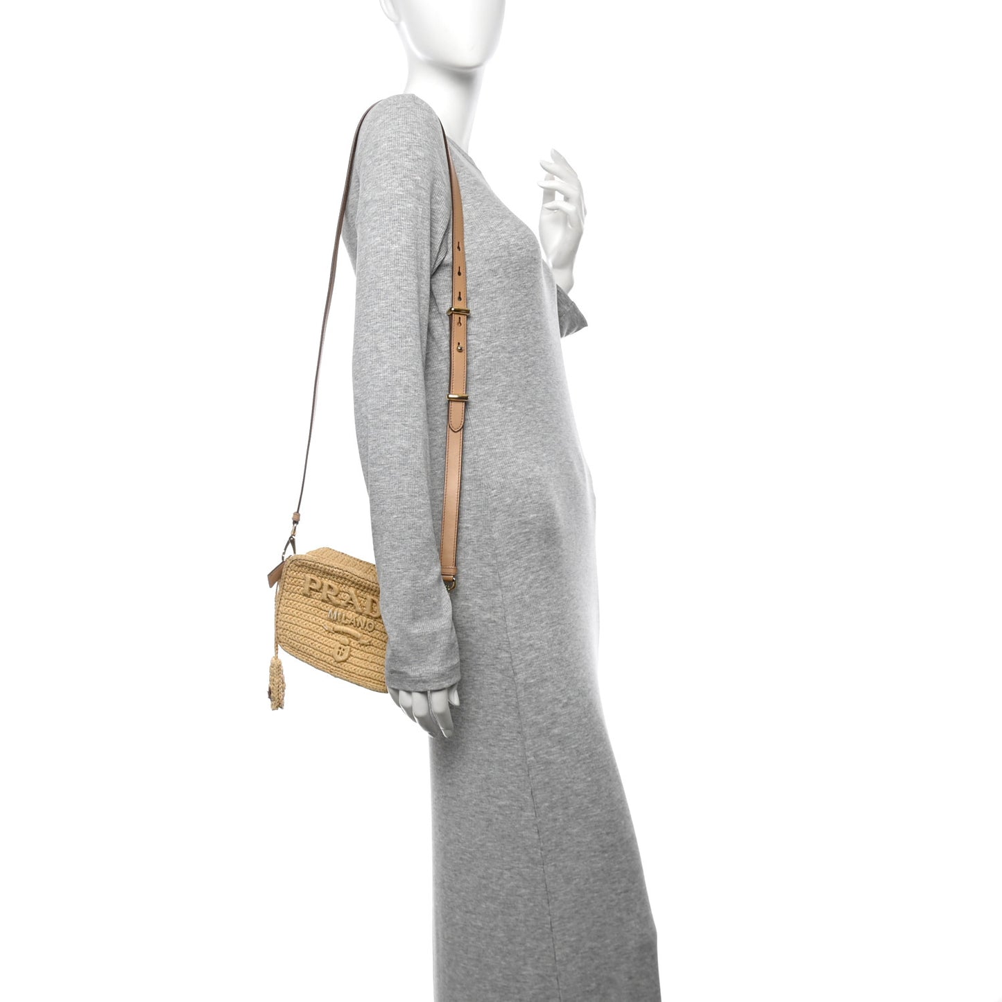 Yarn Raffia Effect Crochet Brique Crossbody Bag Natural