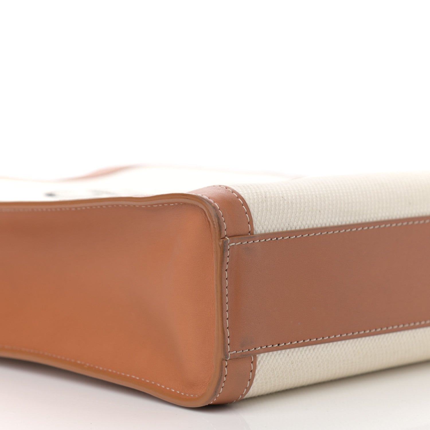 Celine Canvas Calfskin Logo Print Small Vertical Cabas Natural Tan 9 of 15