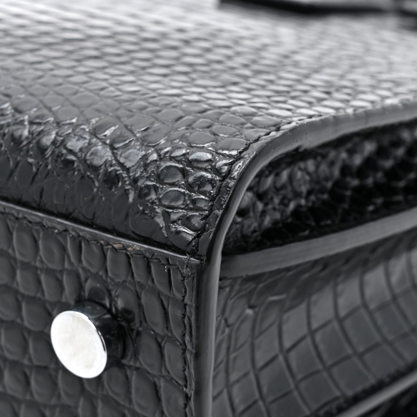Calfskin Crocodile Embossed Baby Sac De Jour Black