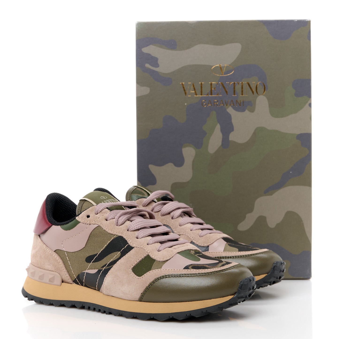 Fabric Suede Camouflage Womens Rockrunner Sneakers 36 Army Green Beige