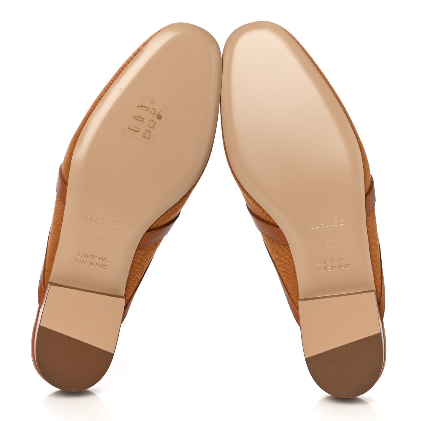 Cotton Canvas Calfskin Oz Mules 37 Naturel Beige Dore