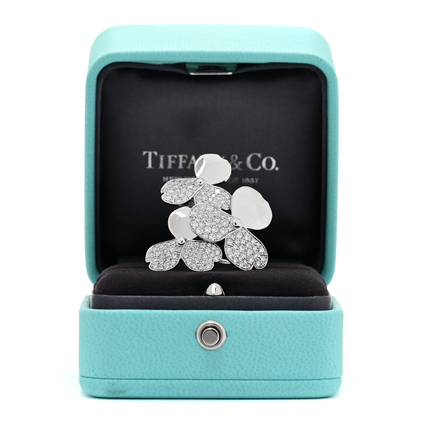 Platinum Diamond Paper Flowers Cluster Ring 49 5