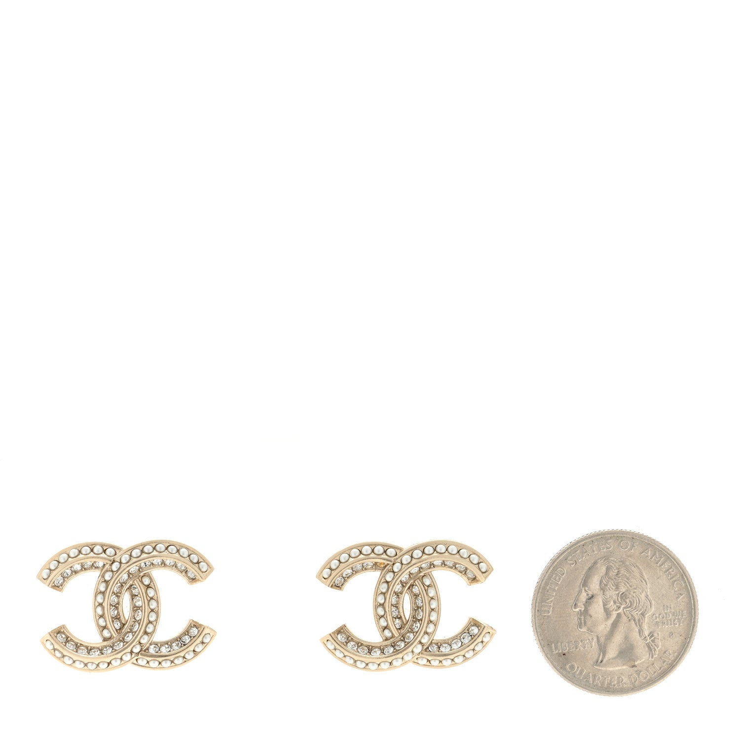 Chanel Crystal Pearl Chain Mania CC Earrings Gold 2 of 4