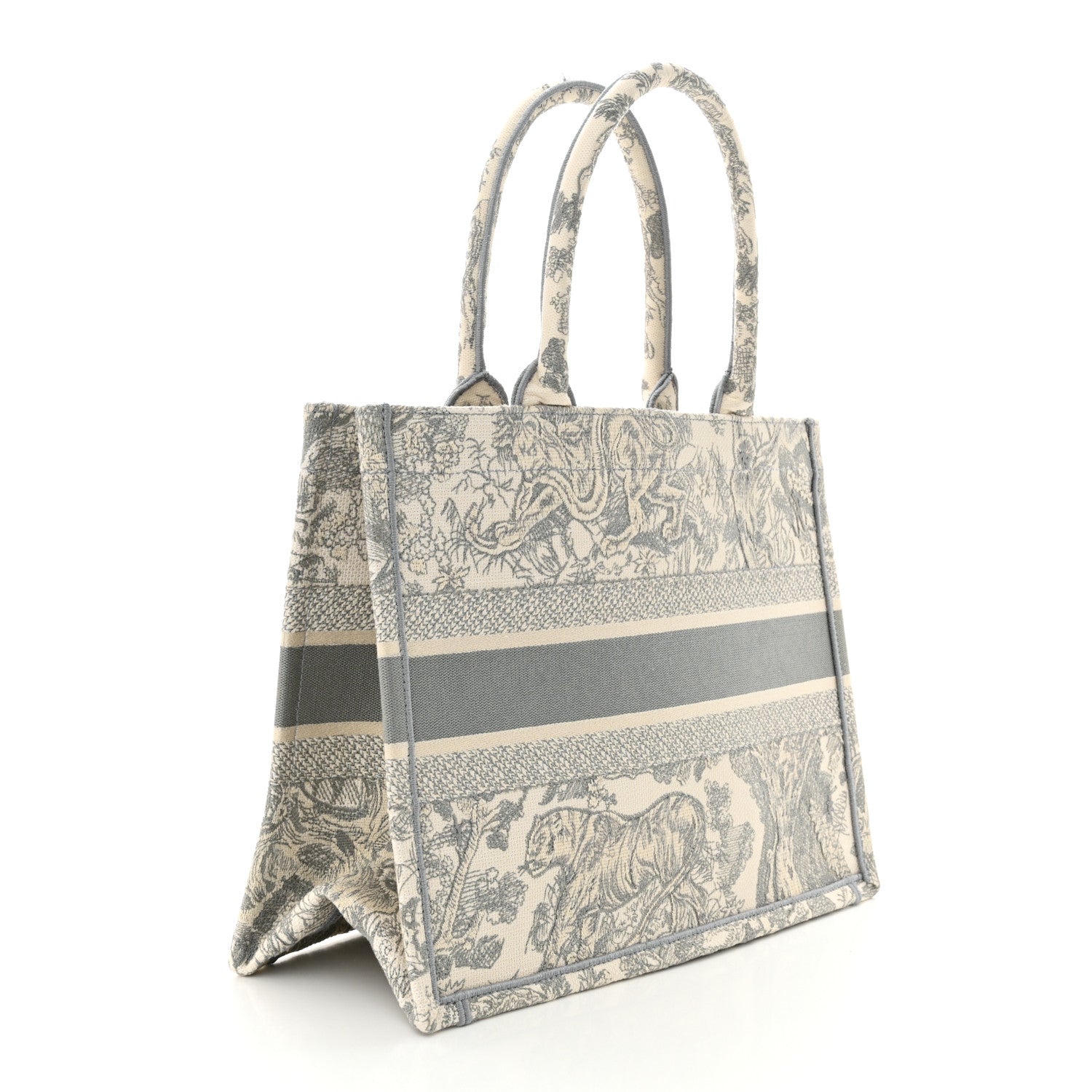 Christian Dior Canvas Embroidered Medium Dioriviera Toile De Jouy Book Tote Gray 3 of 11
