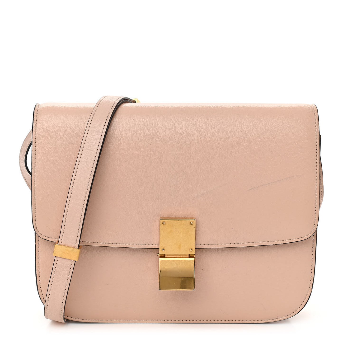 Shiny Goatskin Medium Classic Box Flap Bag Blush