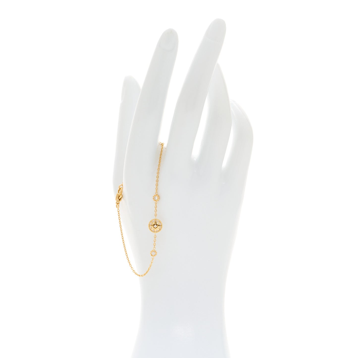 18K Yellow Gold Diamond Mother of Pearl 3 Station Rose Des Vents Bracelet