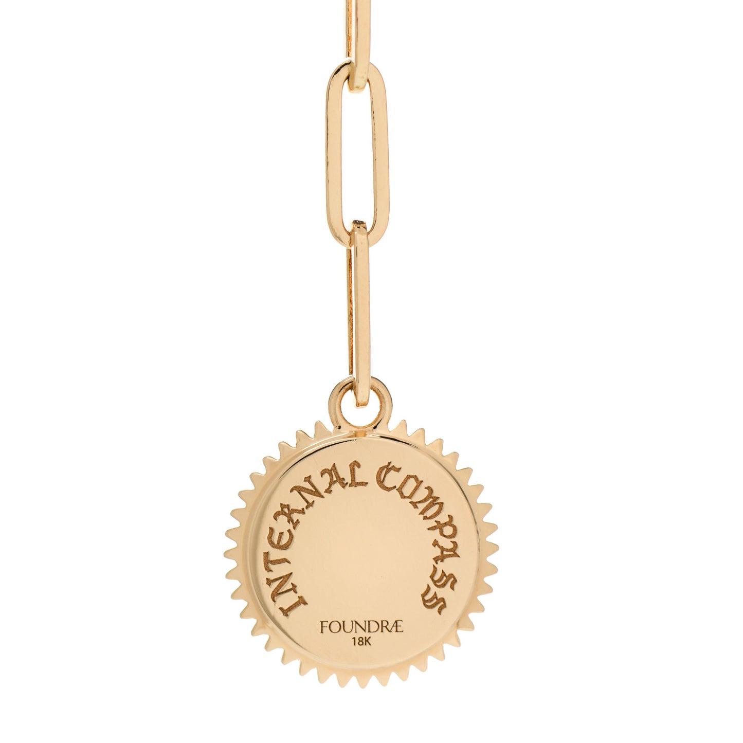 18K Yellow Gold Diamond Internal Compass Refined Clip Extension Chain Necklace