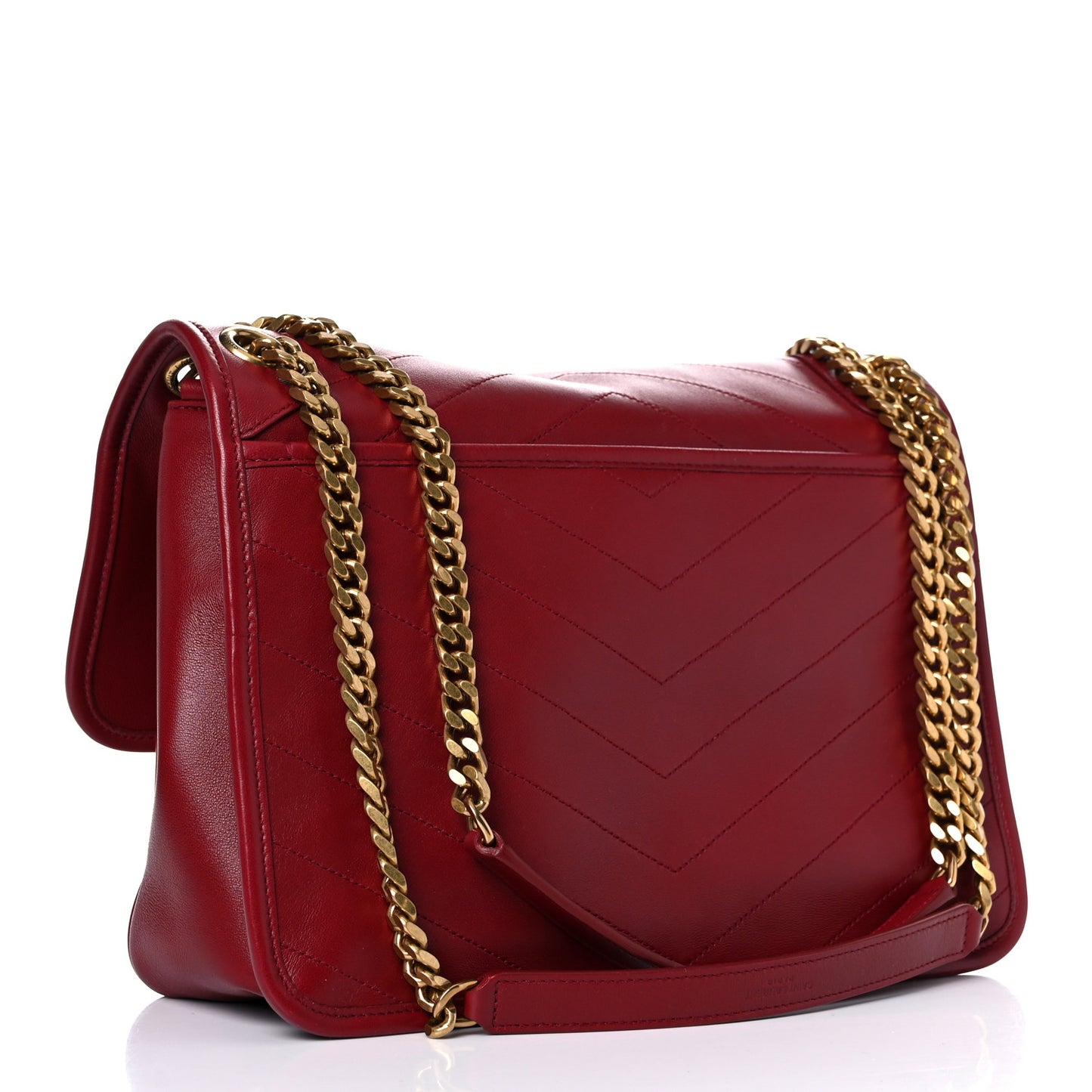 Lambskin Matelasse Monogram Medium Niki Chain Satchel Red