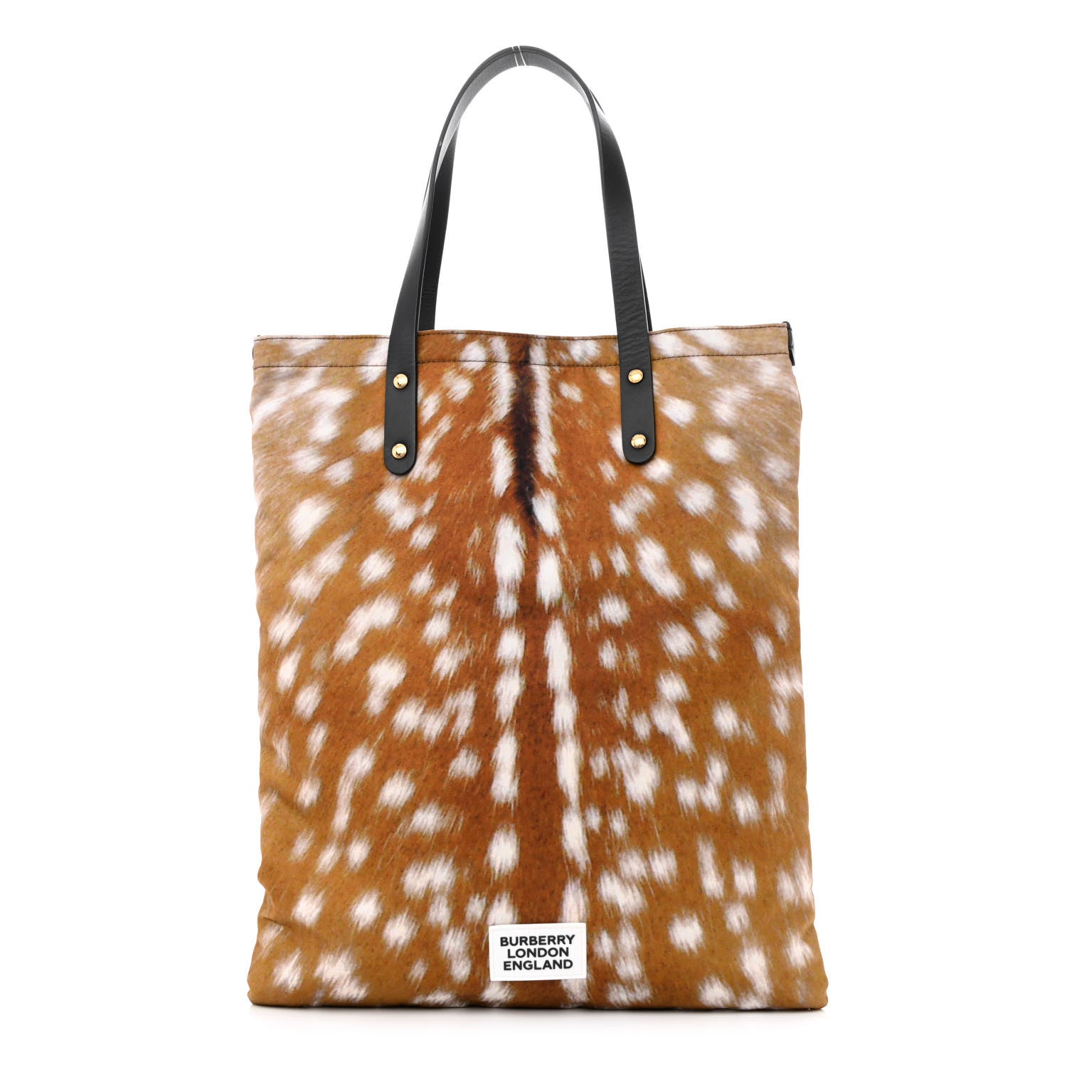 Burberry Nylon Deer Print Flat Tote Bag Black Brown 1255447
