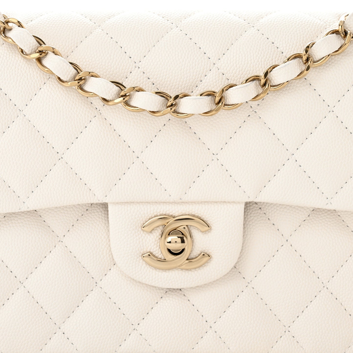 Caviar Quilted Small Double Flap White