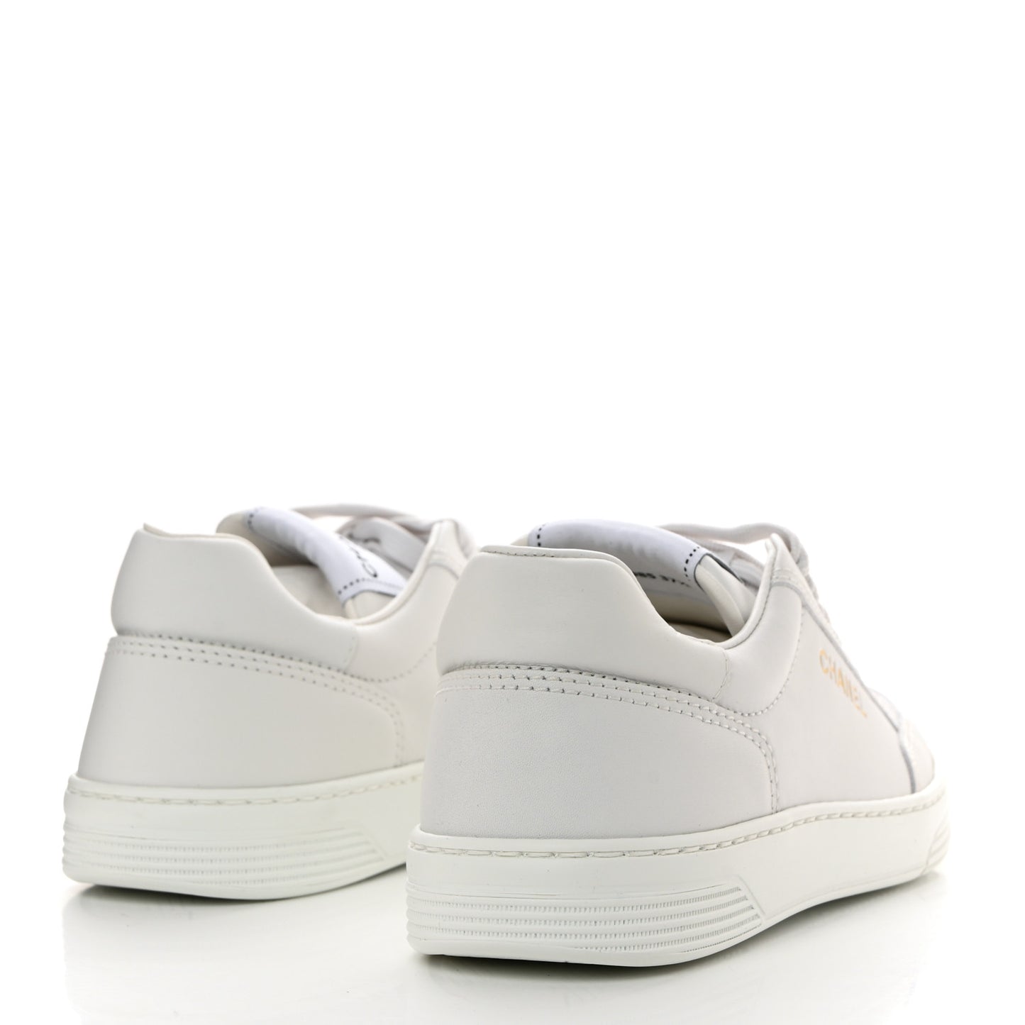 Calfskin Womens CC Logo Sneakers 37.5 White