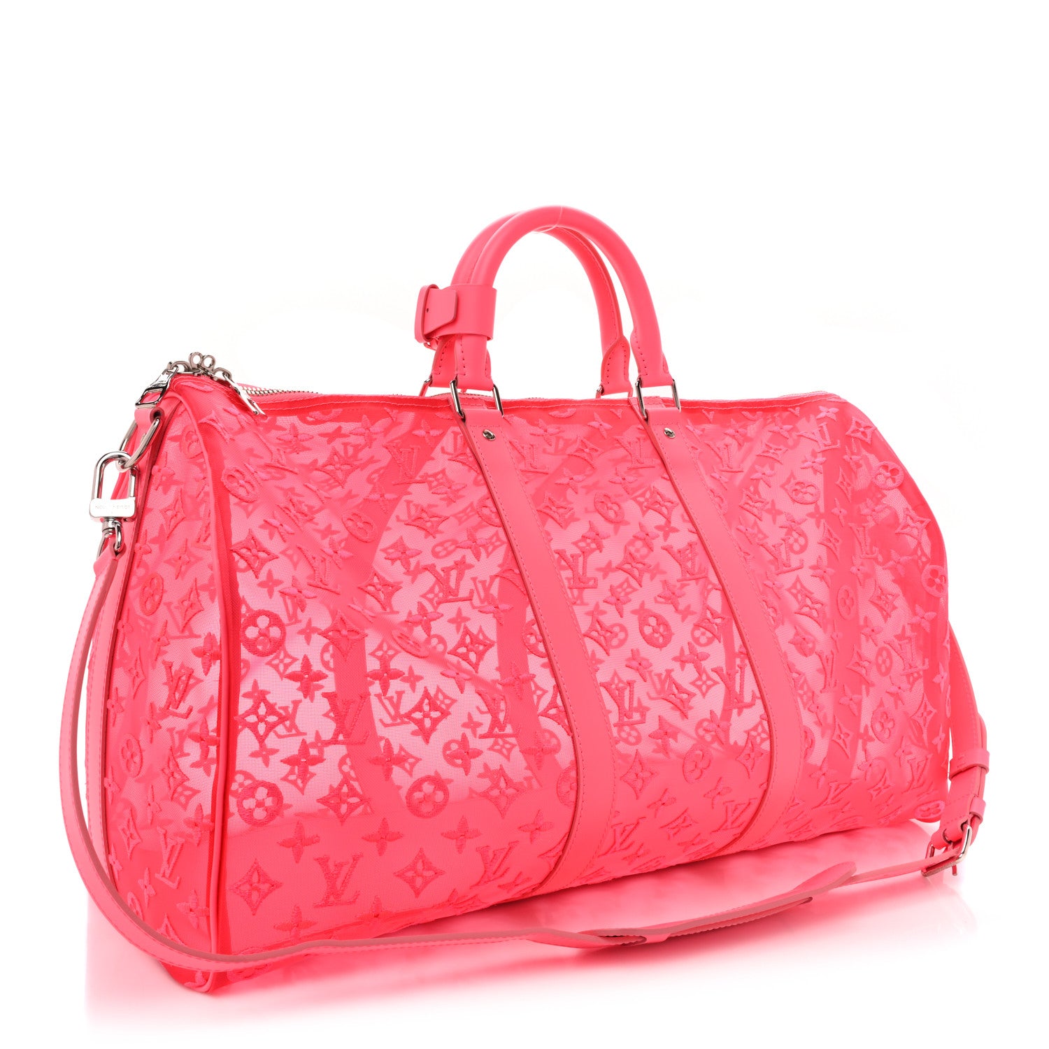 Louis Vuitton Monogram Fluo See Through Keepall Bandouliere 50 Rose 3 of 14