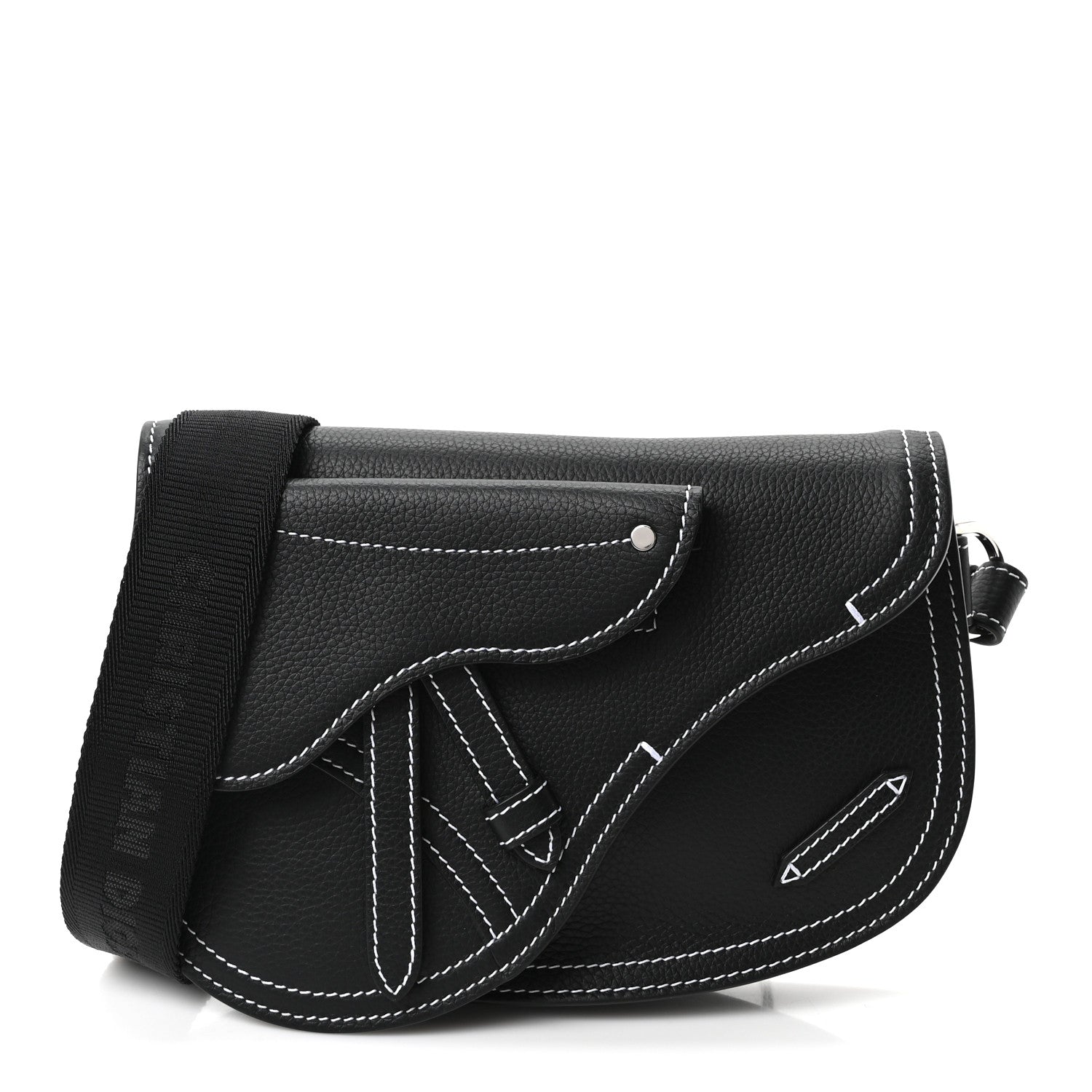 Christian Dior X KAWS Grained Calfskin Saddle Pouch Black 1981236