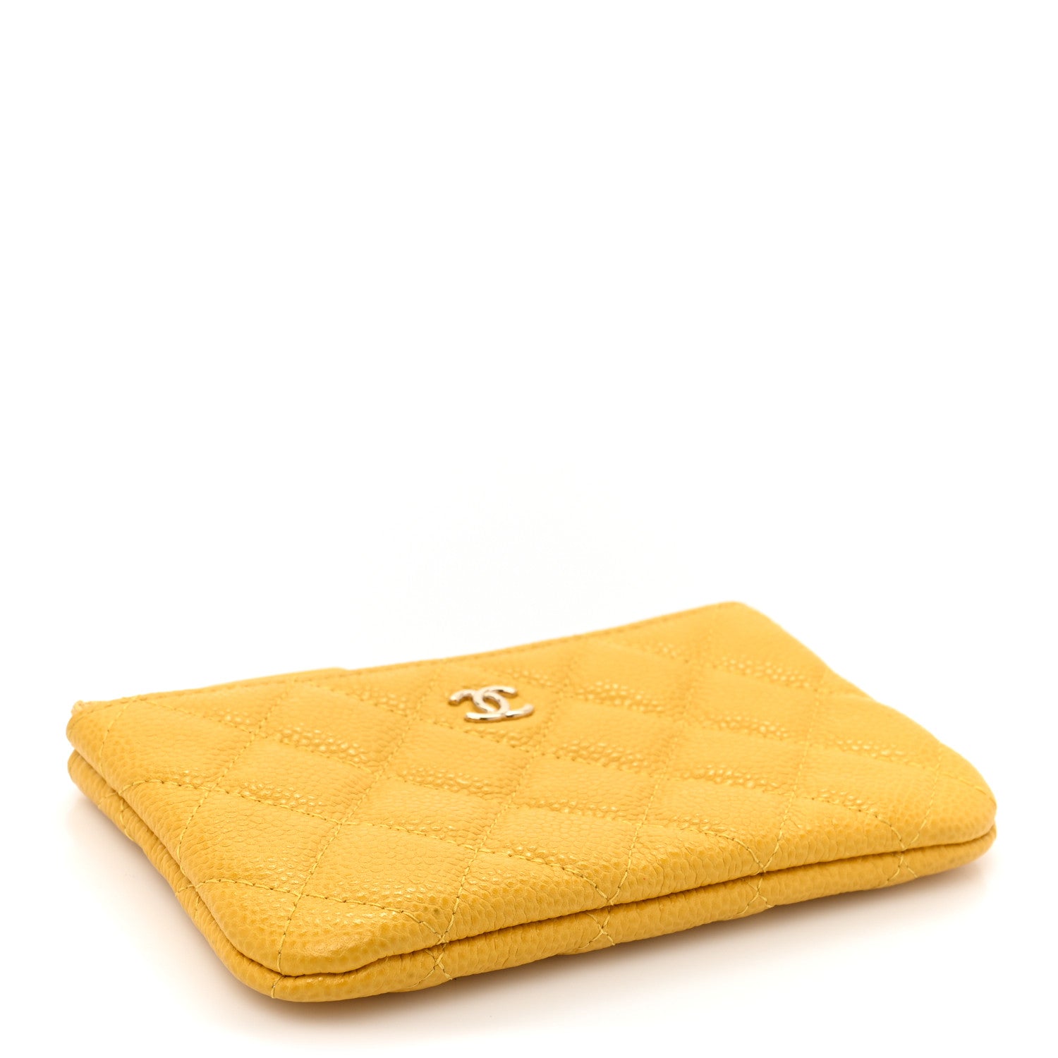 Chanel Caviar Quilted Small Cosmetic Case Yellow 4 of 9