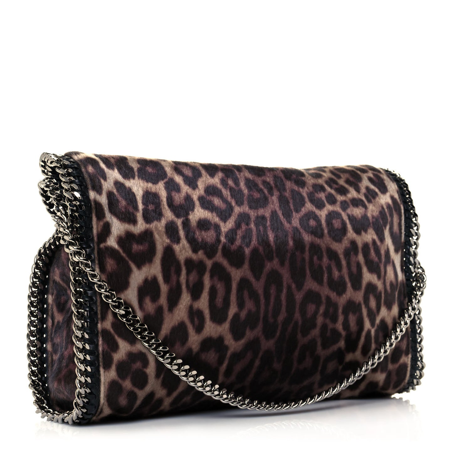 Faux Calf Hair Leopard Print Small Falabella Tote Brown