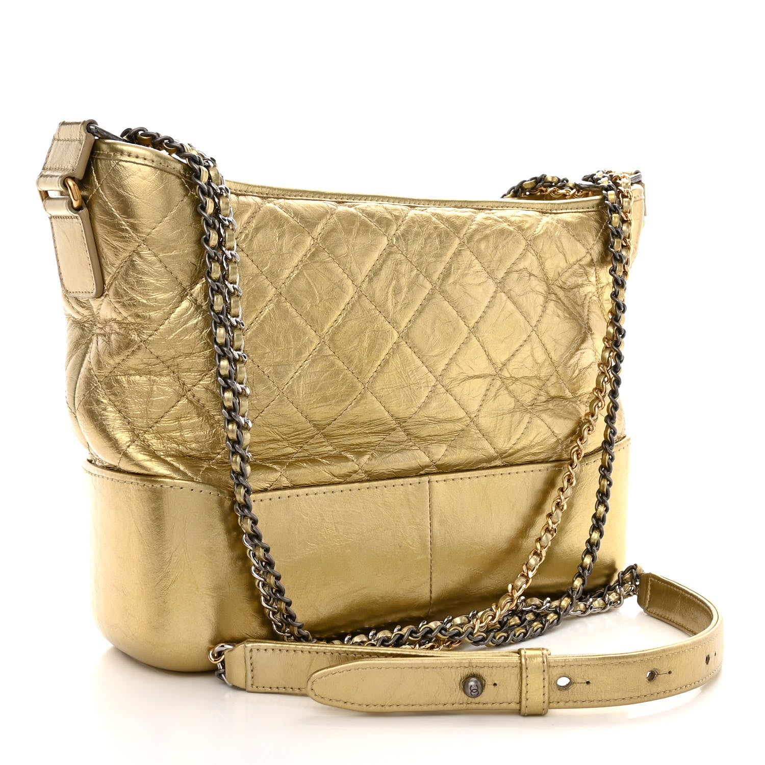 Chanel Metallic Lambskin Calfskin Quilted Medium Gabrielle Hobo Gold 3 of 11