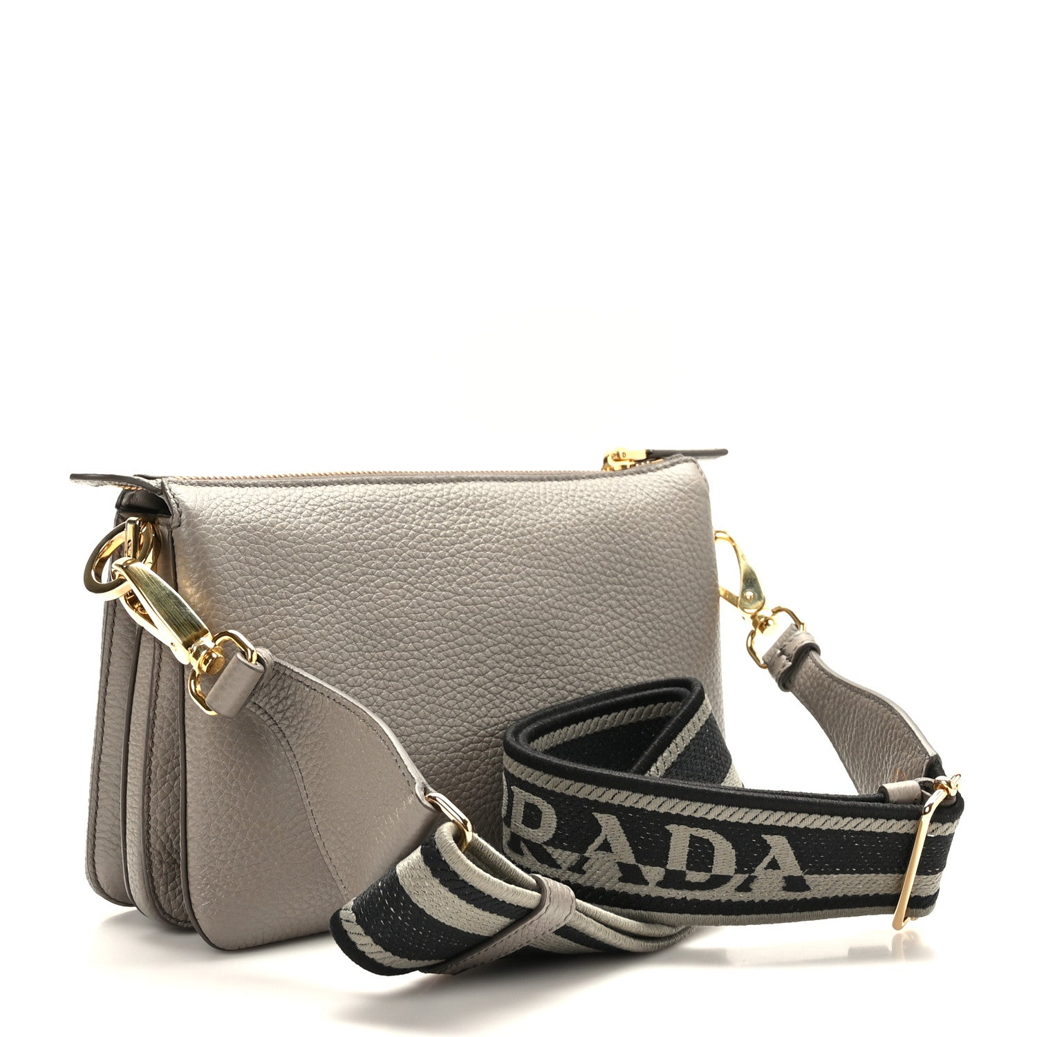 Prada Vitello Daino Soft Mini Zippered Shoulder Bag Argilla 3 of 9