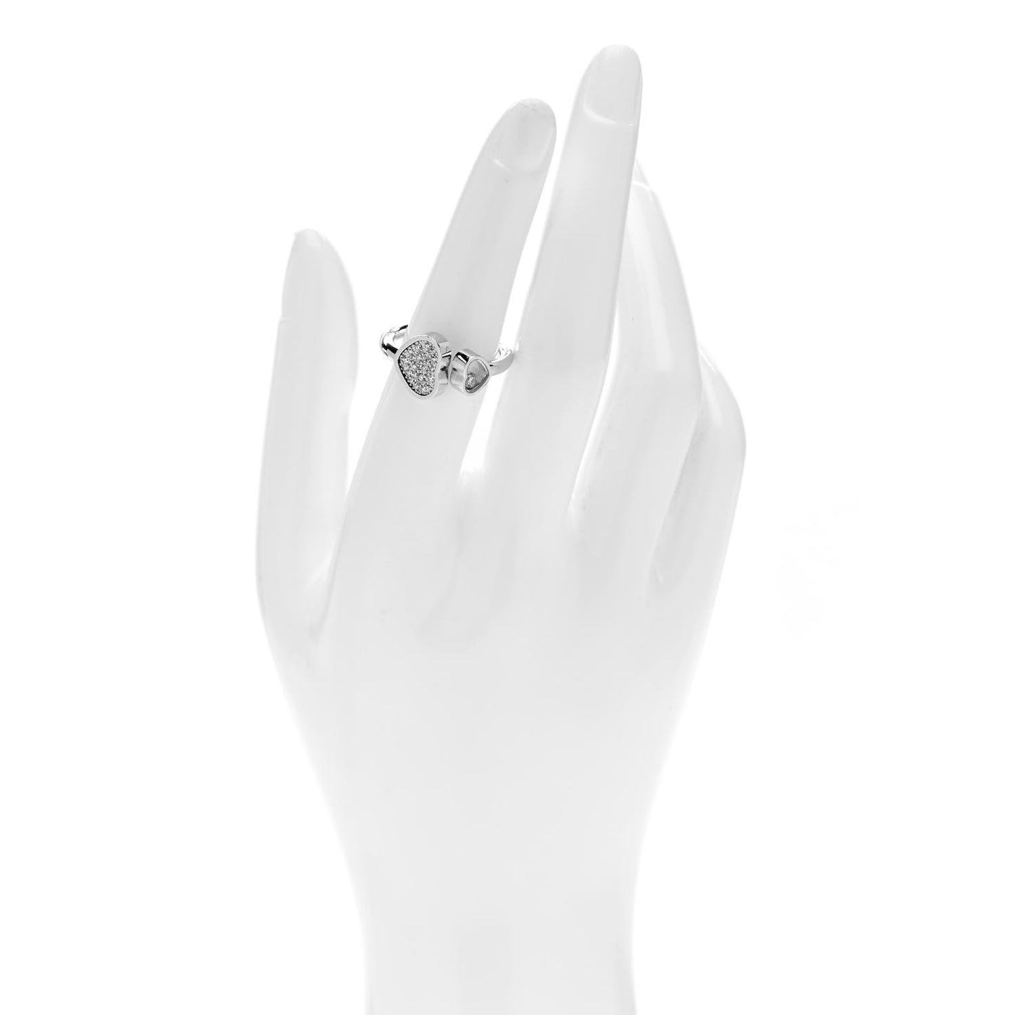 18K White Gold Diamond Pave Happy Hearts Ring 52 6