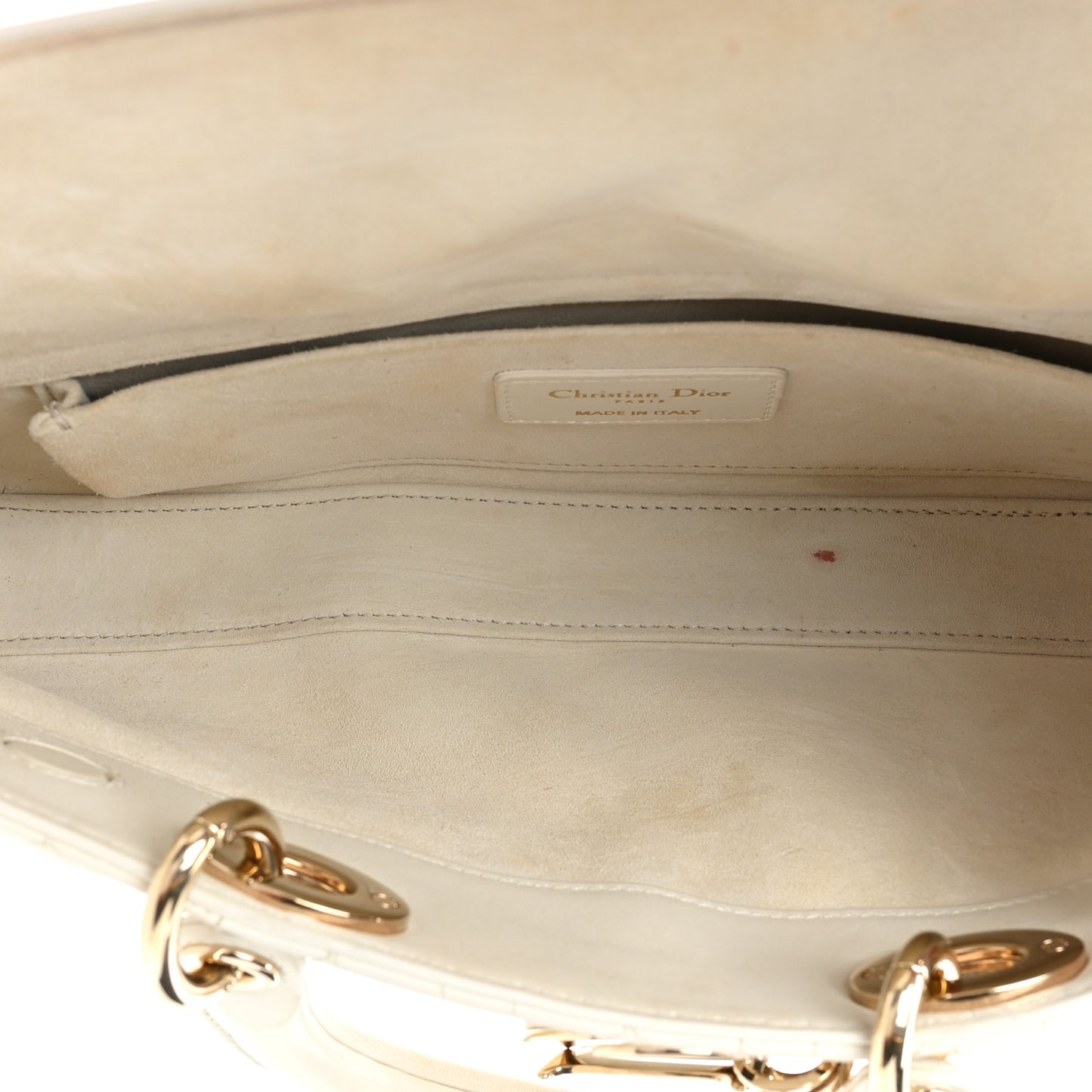 Lambskin Cannage Medium Lady D-Joy White