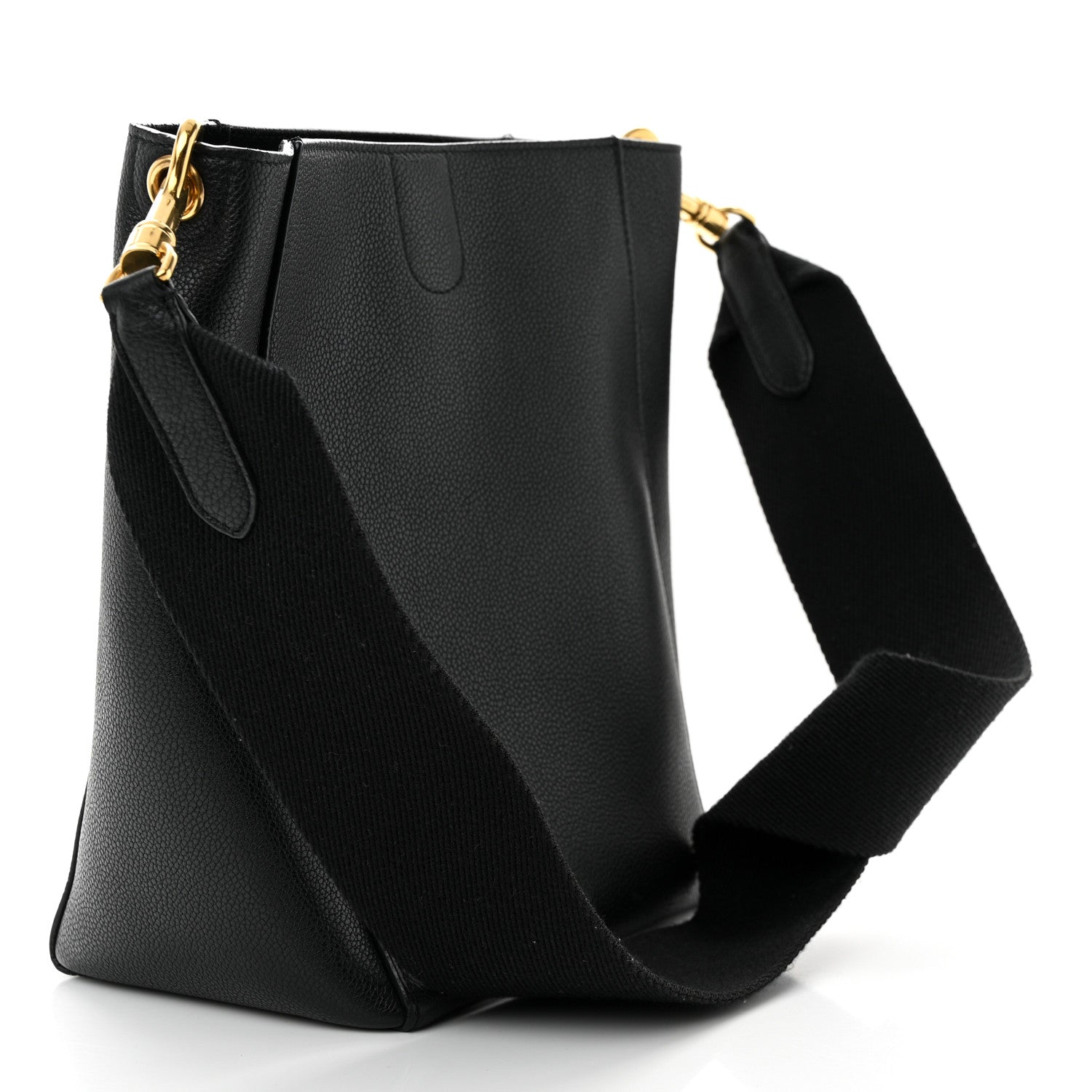 Celine Soft Grained Calfskin Small Sangle Bucket Bag Black 3 of 11