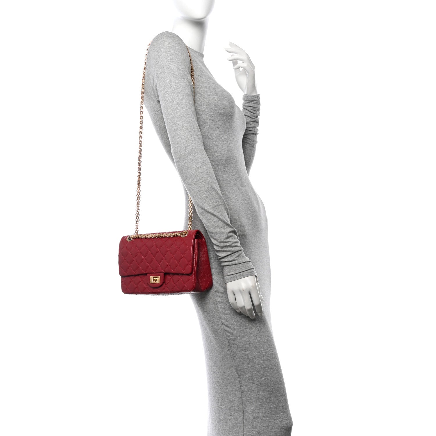 Chanel Aged Calfskin Quilted 2.55 Reissue 225 Flap Red 2 of 12