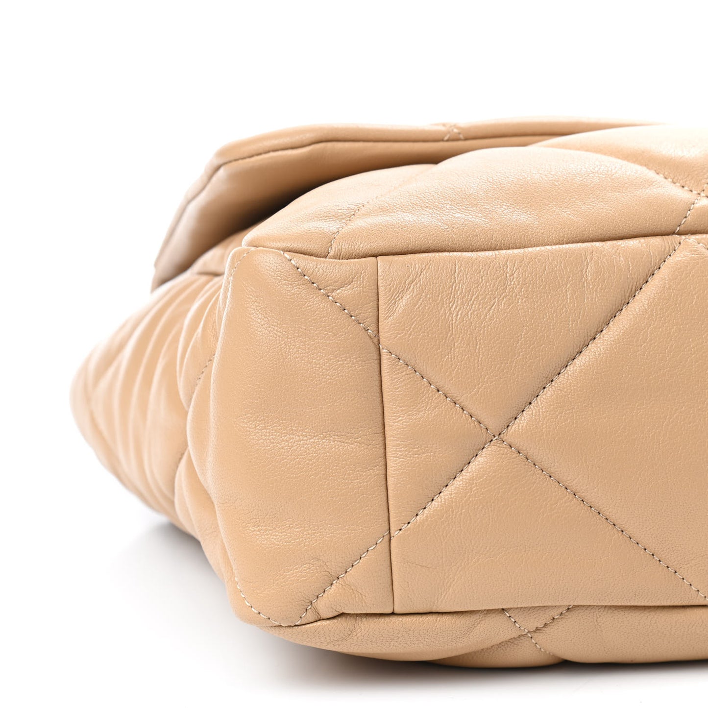Lambskin Quilted Maxi Chanel 19 Flap Beige