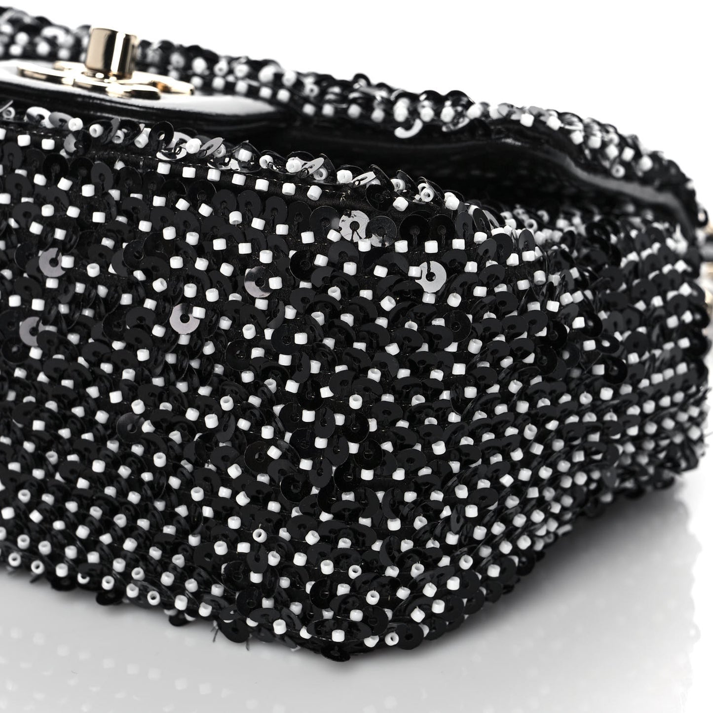 Sequin Mini Square Flap Black