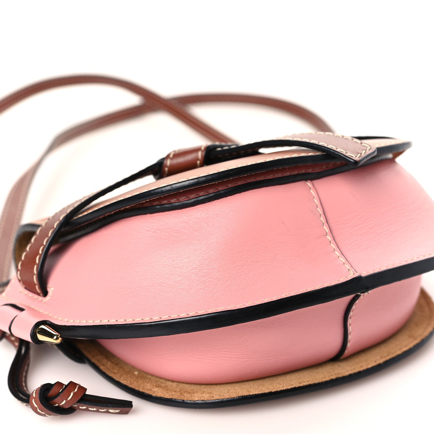 Calfskin Mini Gate Crossbody Bag Pastel Pink Tan