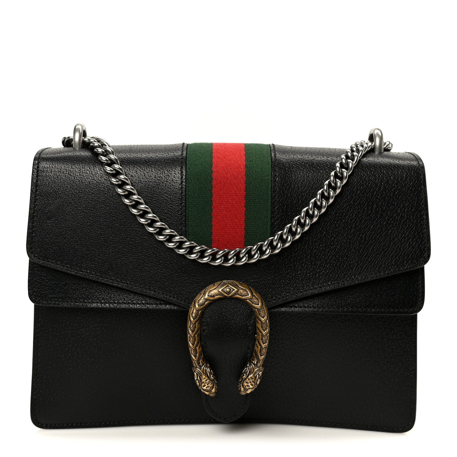 Gucci Calfskin Web Medium Dionysus Shoulder Bag Black 1850857