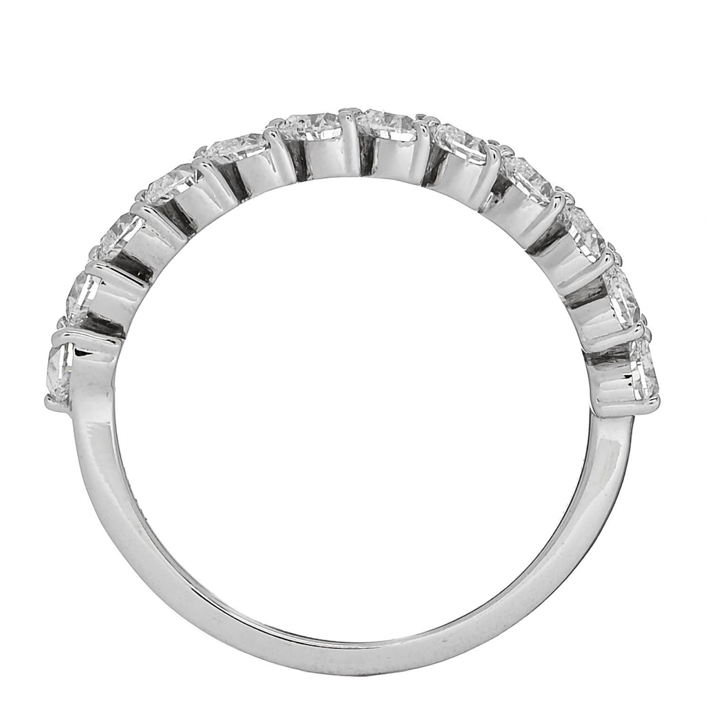 18K White Gold Diamond 1.00ct Heart Cut Half Eternity Band Ring 53 6.25