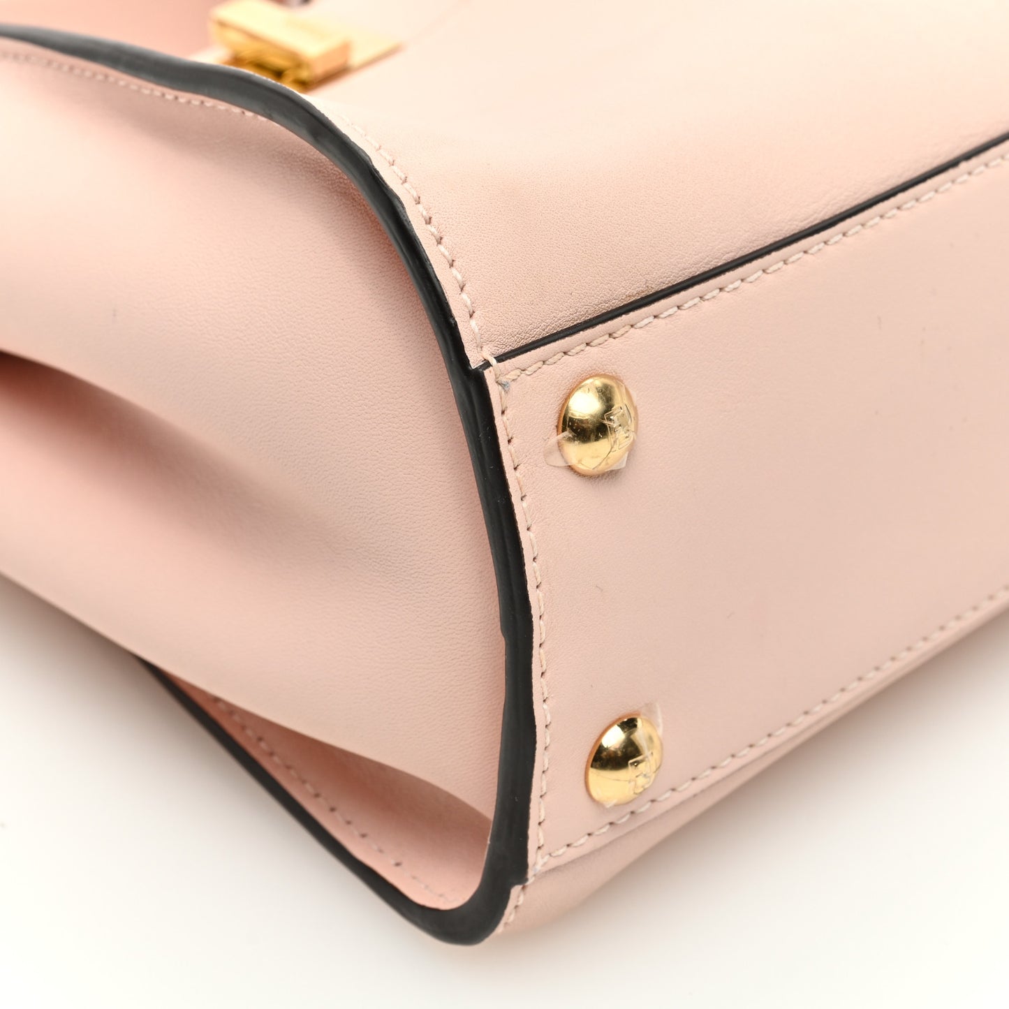 Vitello Seta Canvas FF Embroidered Mini Peekaboo Iconic Satchel Rosa Confetto