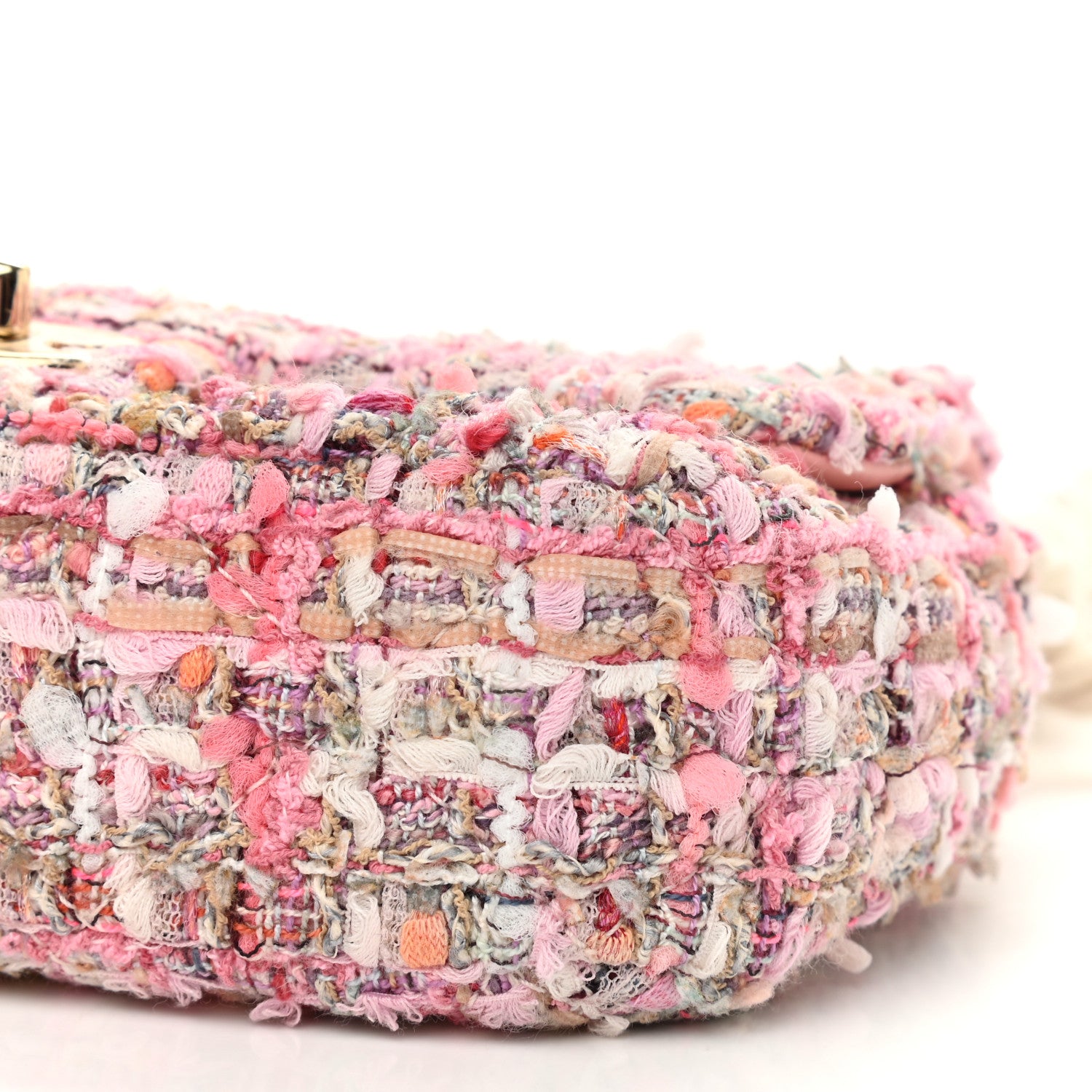 Chanel Tweed Mini Pearl Handle Flap Pink Beige Orange Ecru 10 of 10