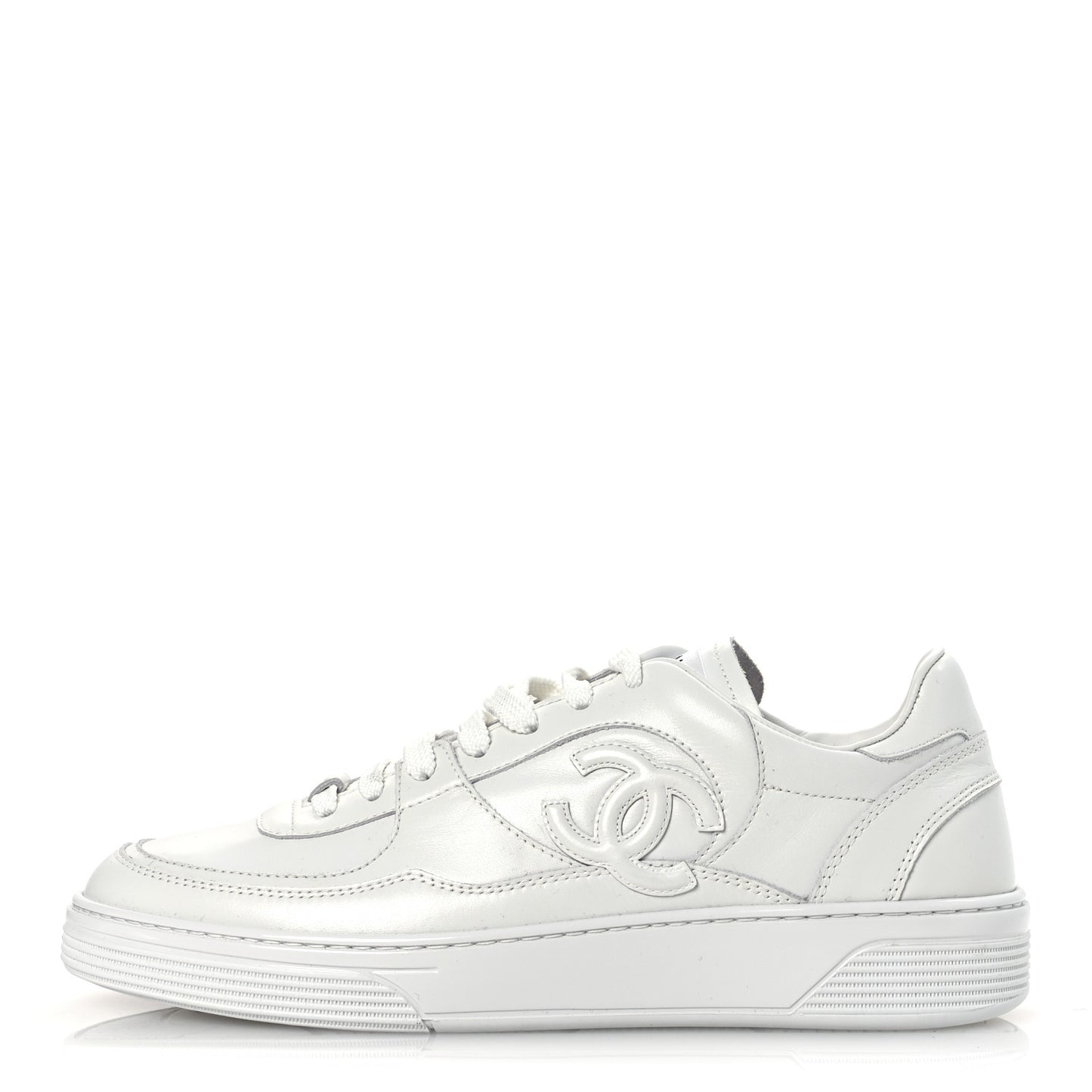 Calfskin Womens CC Sneakers 40.5 White