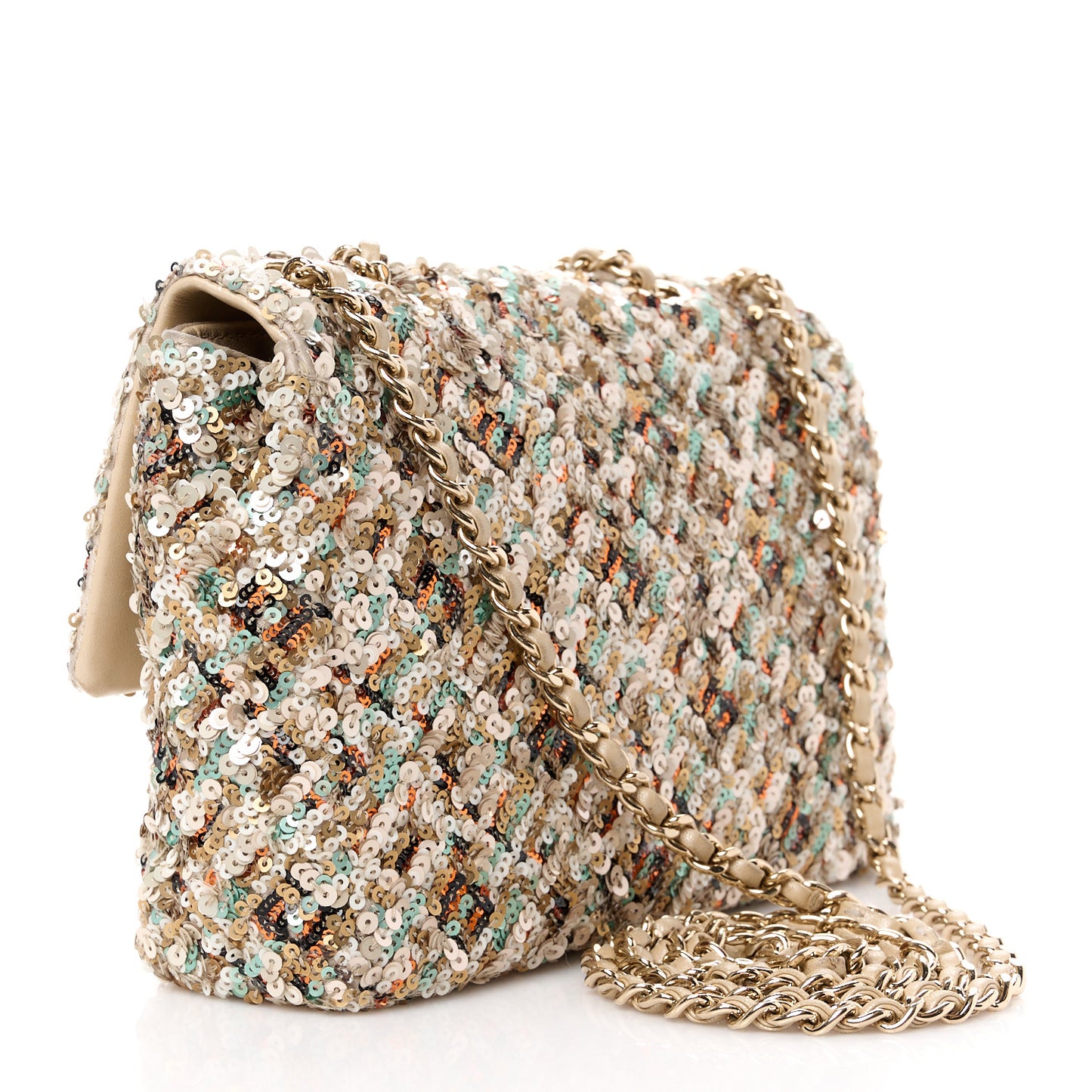 Sequin Small Single Flap Gold Multicolor