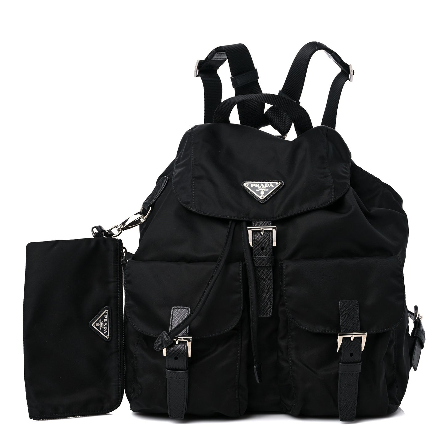 Re-Nylon Saffiano Medium Backpack Black