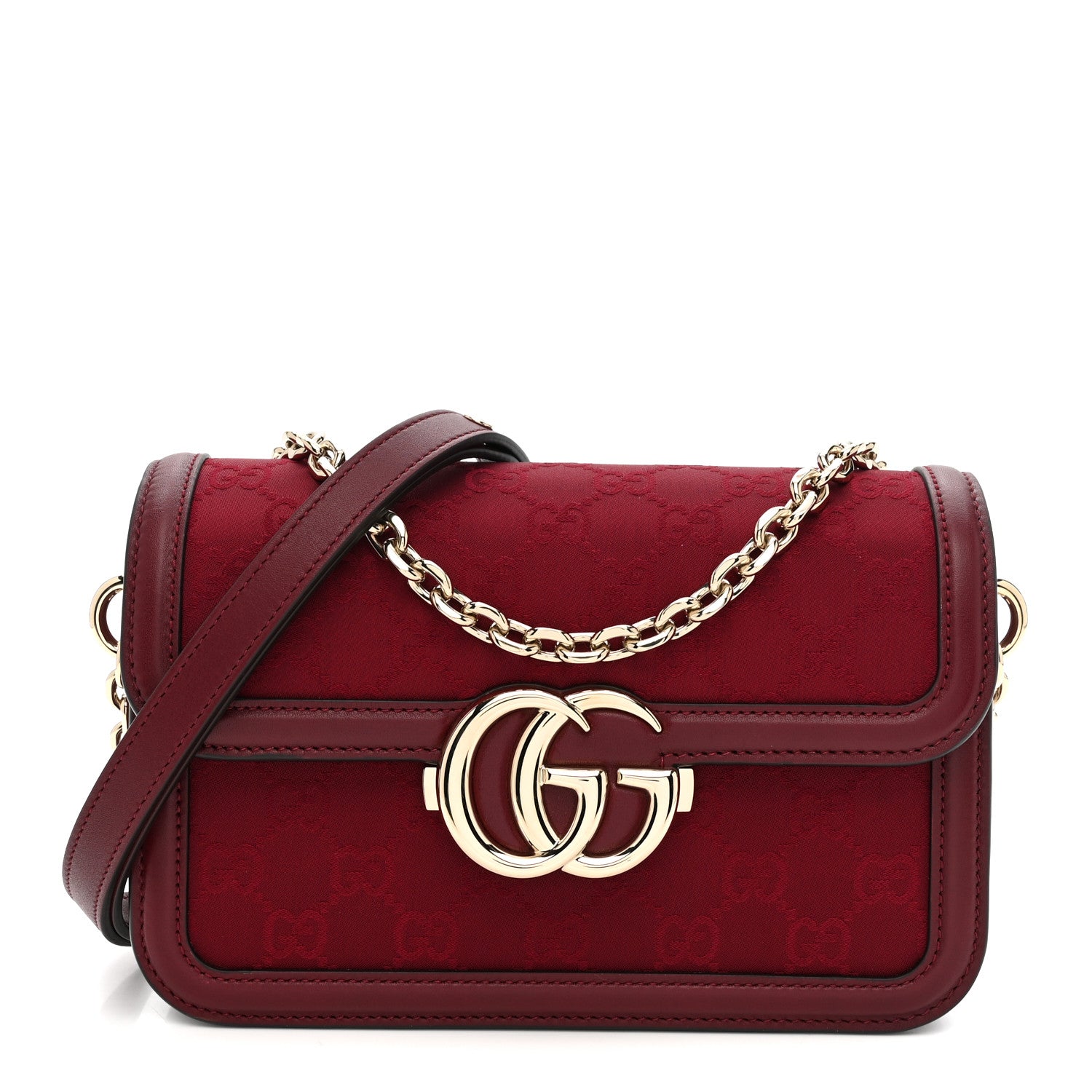 Gucci Crepe Wool Silk GG Monogram Go Small Shoulder Bag Rosso