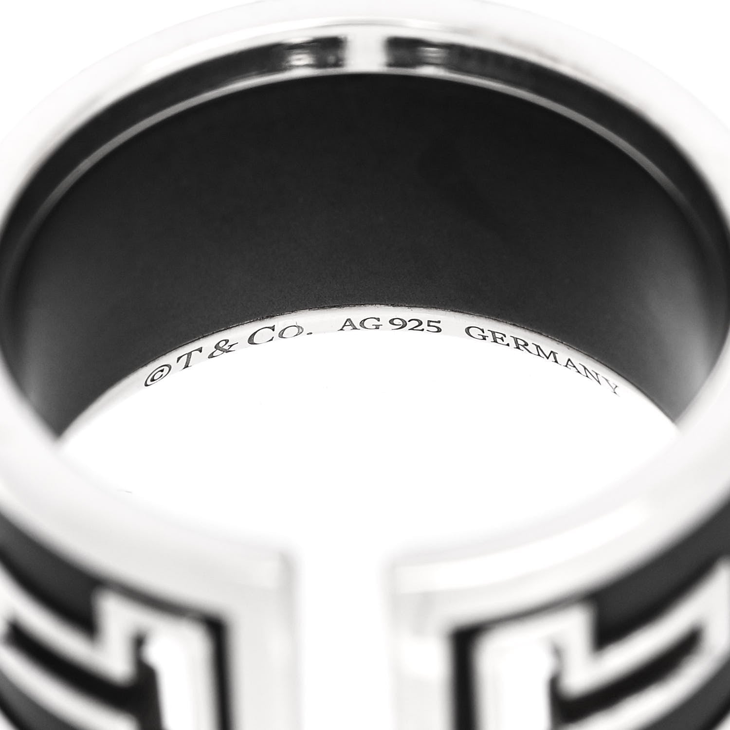 Tiffany Sterling Silver Black Ceramic T Cutout Ring 53 6.25 4 of 4