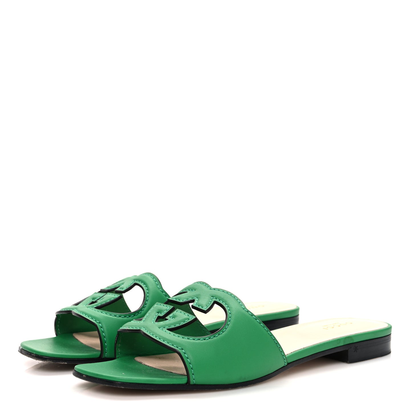 Cosmos Softy Calfskin Interlocking G Cut Out Slide Sandals 39 New Shamarock