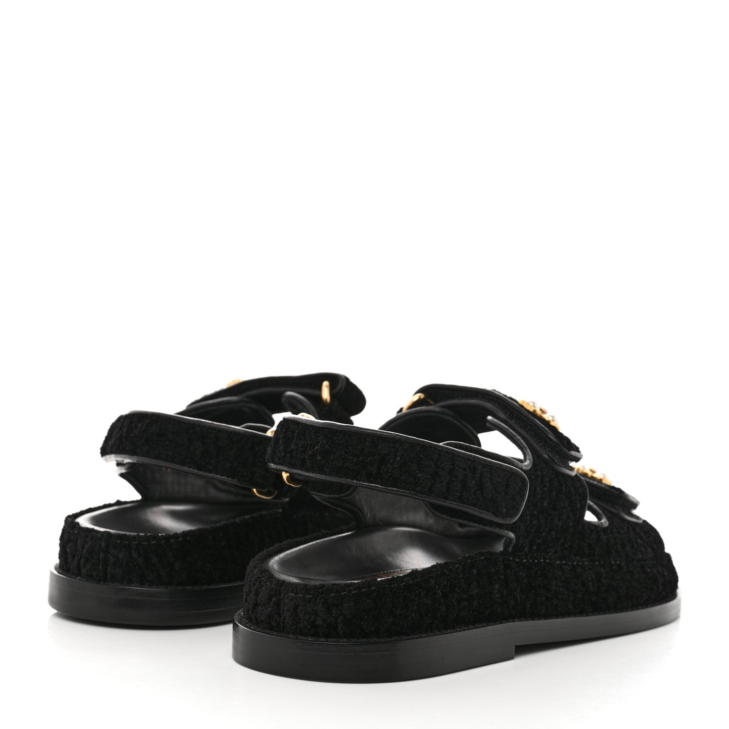 Tweed Velcro Dad Sandals 35 Black