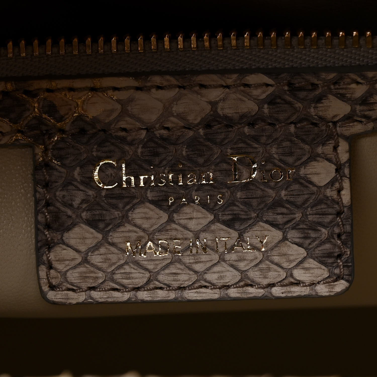 Christian Dior Metallic Snakeskin Large Lady Dior Beige Gold 6 of 12
